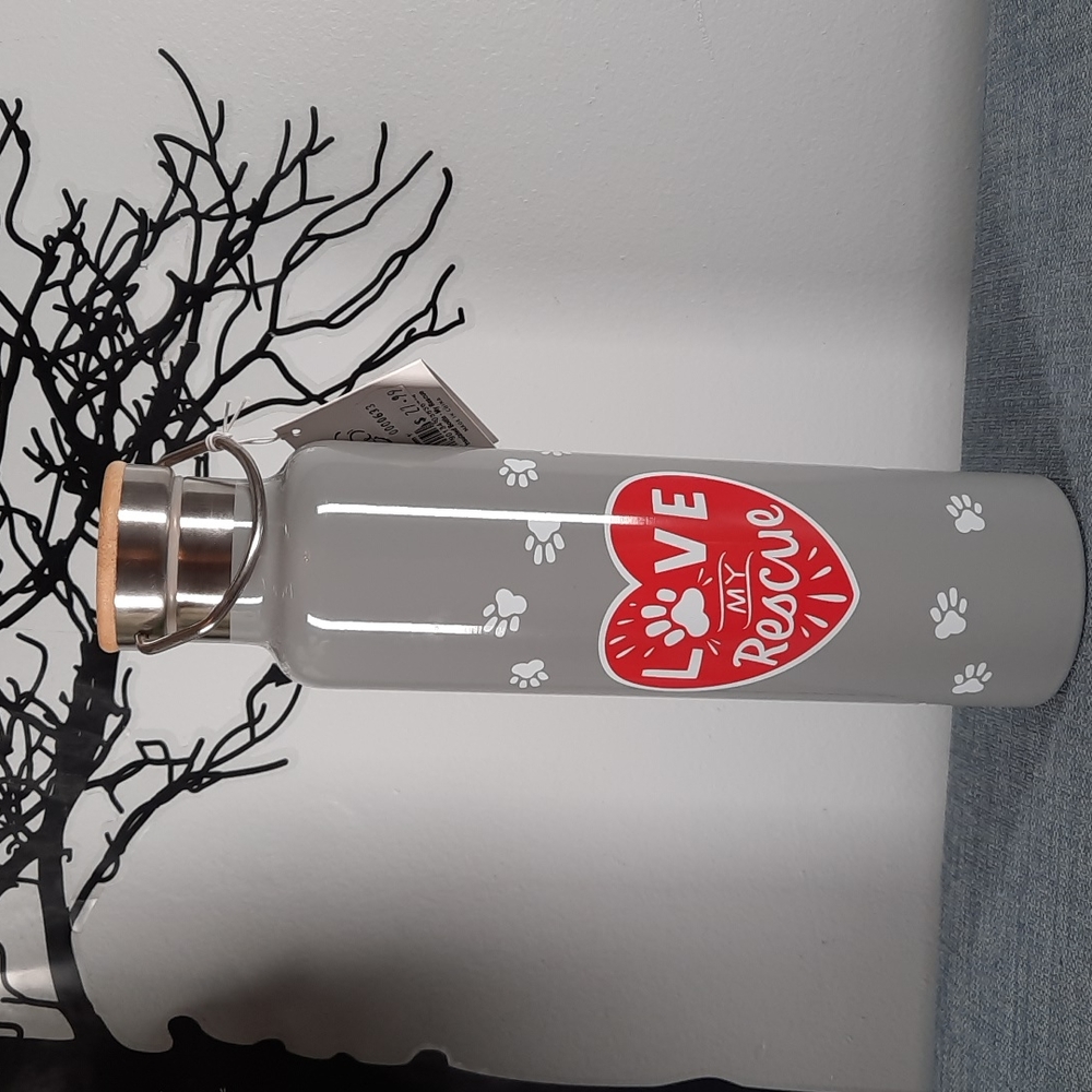Stainless Steel Insulated Bottle Love My Rescue Dog Cat Shelter Pet Adoption